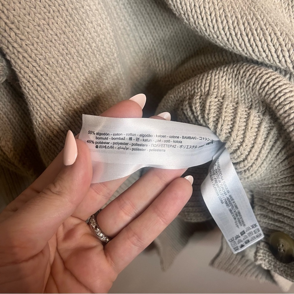 Zara Beige Knit Oversized Chunky Cardigan Medium - Picture 8 of 8
